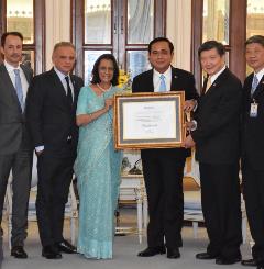 Dr Poonam Khetrapal Singh with General Prayut Chan-O-Cha, Prime Minister of Thailand and Dr Piyasakol Sakolsatayadorn, Minister of Public Health Thailand