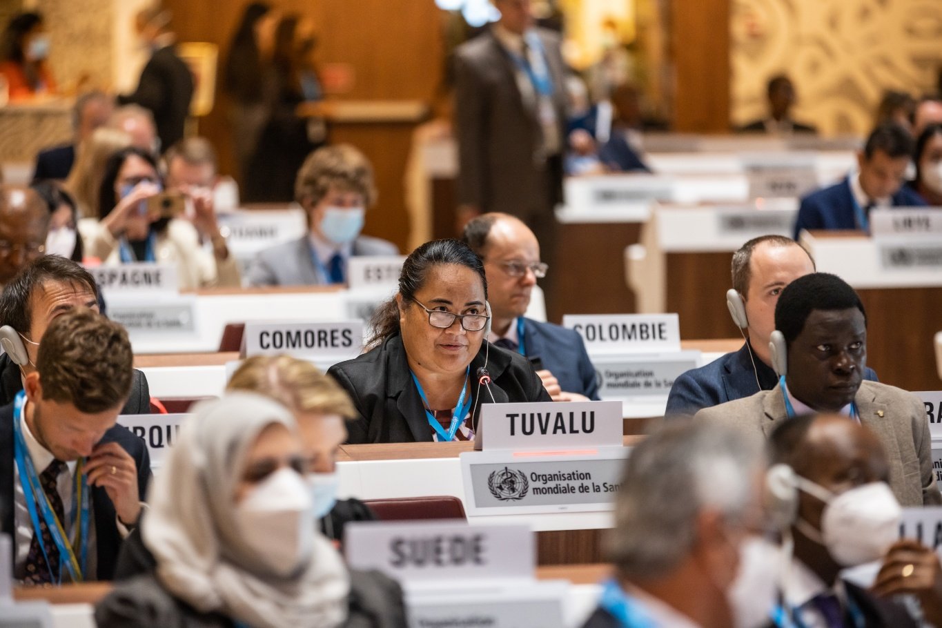 Delegate at their seats during the Second Plenary meeting at the Seventy-fifth World Health Assembly.