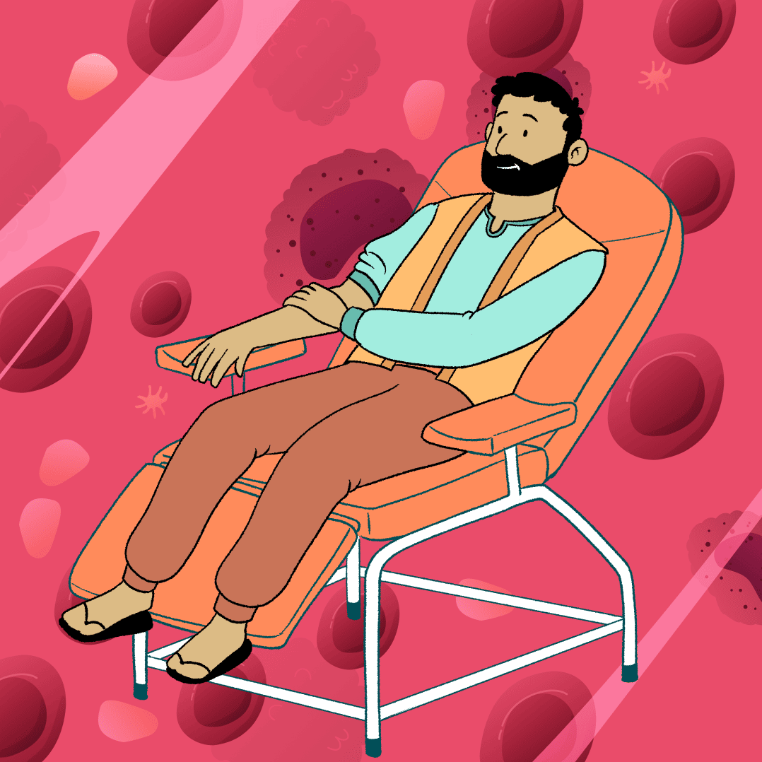 Illustration of a man laying back in a reclinable chair